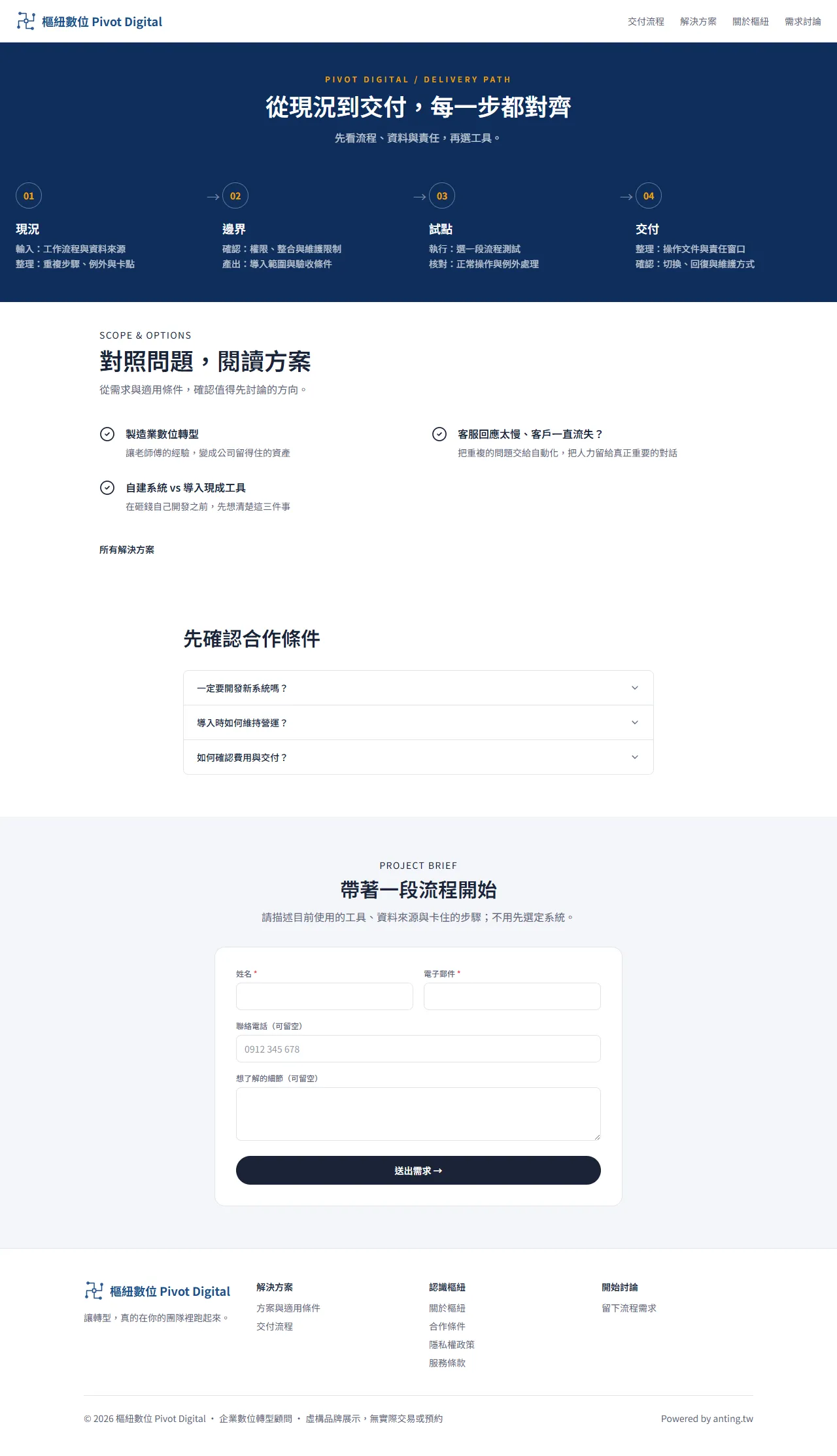 樞紐數位 首頁長圖預覽